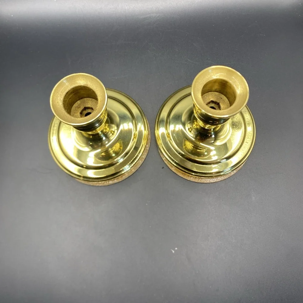 Vintage Baldwin Solid Brass Candle‎ Holders Pair 3